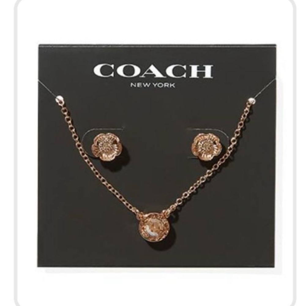 Coach Open Circle Necklace + Tea Rose Stud Set - Picture 5 of 5